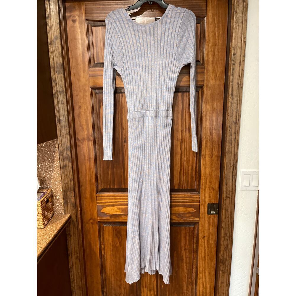 AFRM Skye Icy Marled Blue Cut out front Midi dress M - Picture 6 of 6
